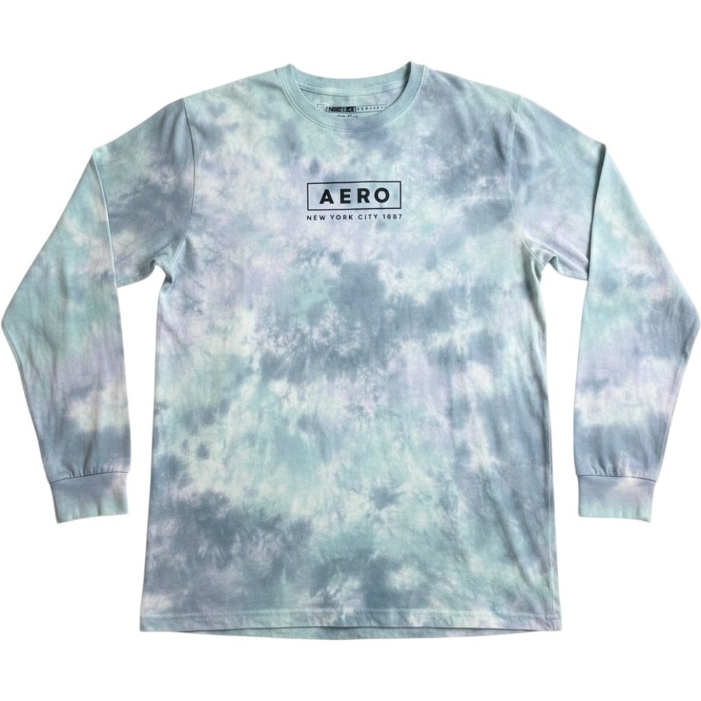 Aeropostale Long Sleeve Tie Dye Graphic Tee Mens Medium Blue Purple SAKWID14